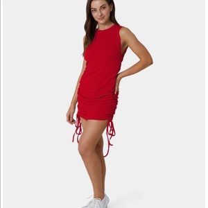 Halara drawstring ruched Red mini-dress *NWT*